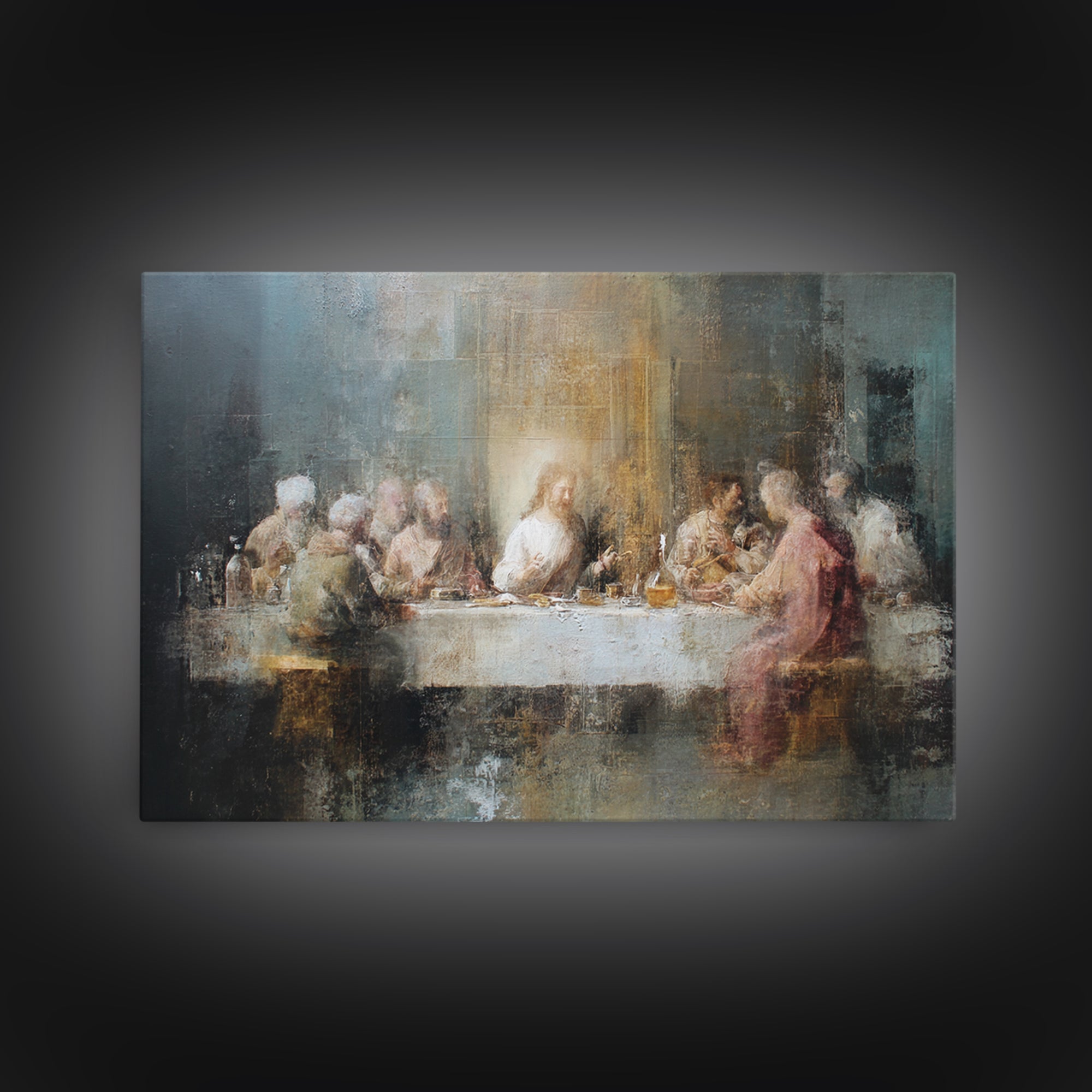 Last Supper Reverence, Framed Canvas Print, Christian Wall Art, Christian Art Canvas, Christian Painting, Vintage Christian Art, Christian