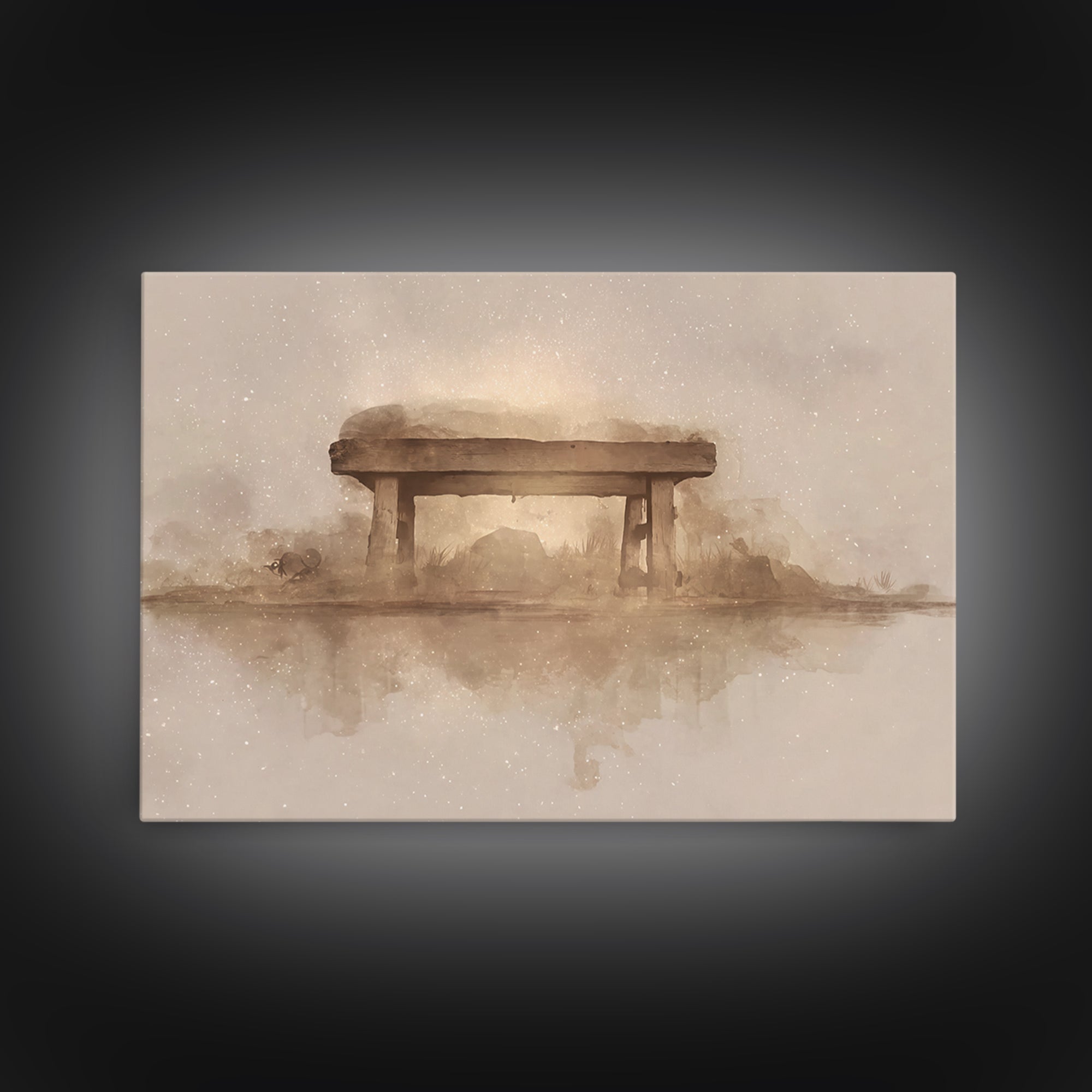 Desert Manger Light – Framed Canvas Print – Christian Christmas Art – Christian Art Canvas – Christmas Wall Art – Christian Decor – Jesus P