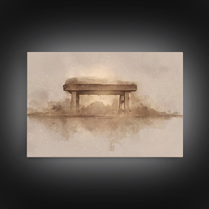Desert Manger Light – Framed Canvas Print – Christian Christmas Art – Christian Art Canvas – Christmas Wall Art – Christian Decor – Jesus P