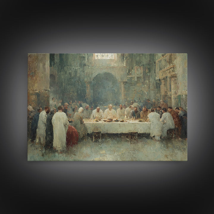 Holy Supper Glow, Framed Canvas Print, Christian Wall Art, Christian Art Canvas, Christian Paintings, Jesus Art Print, Christian Decor