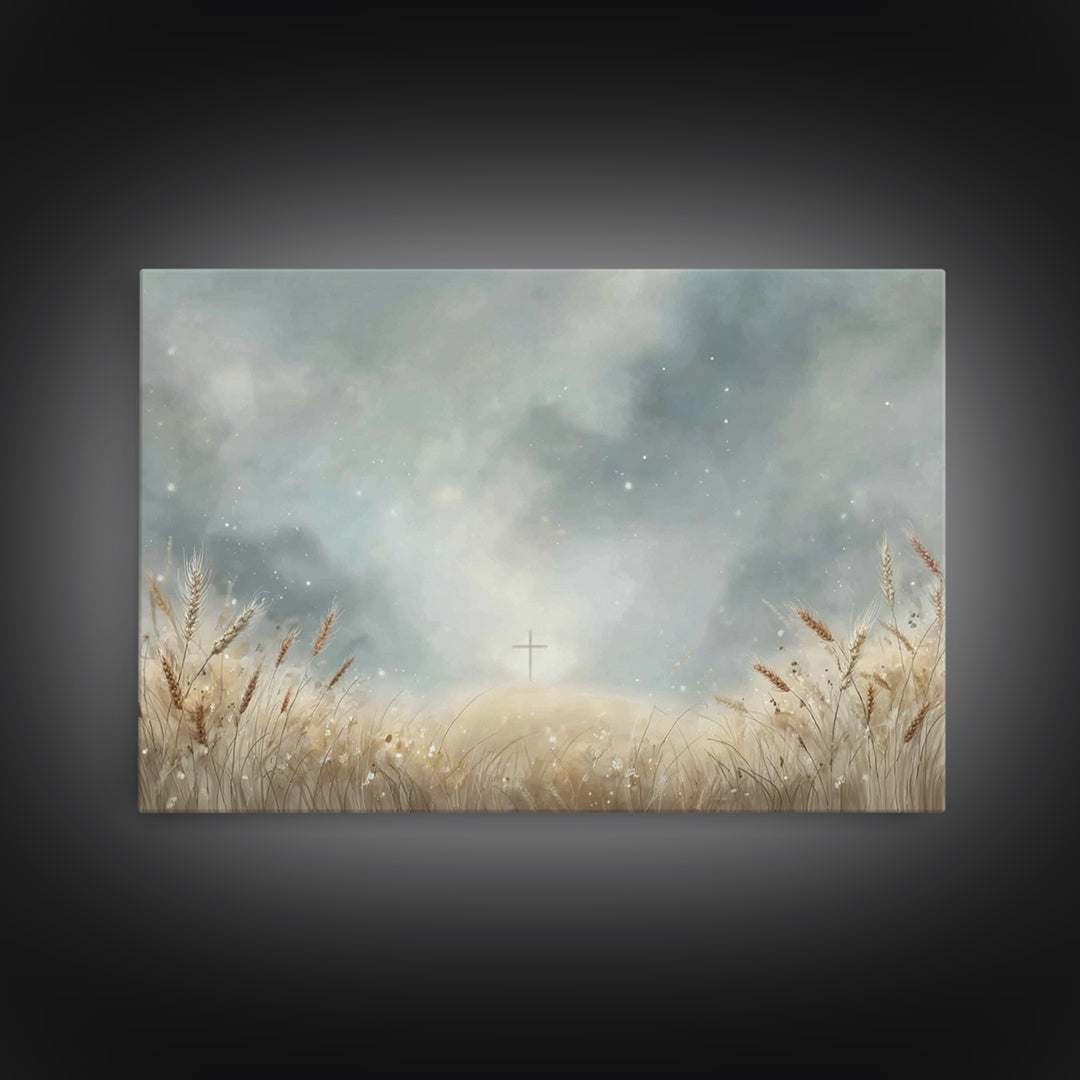 Harvest Dawn, Framed Canvas Print, Christian Wall Art, Christian Art Canvas, Christian Painting, Christian Christmas Art, Christian Decor