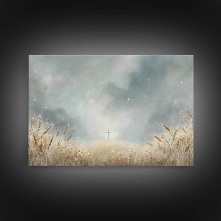 Harvest Dawn, Framed Canvas Print, Christian Wall Art, Christian Art Canvas, Christian Painting, Christian Christmas Art, Christian Decor