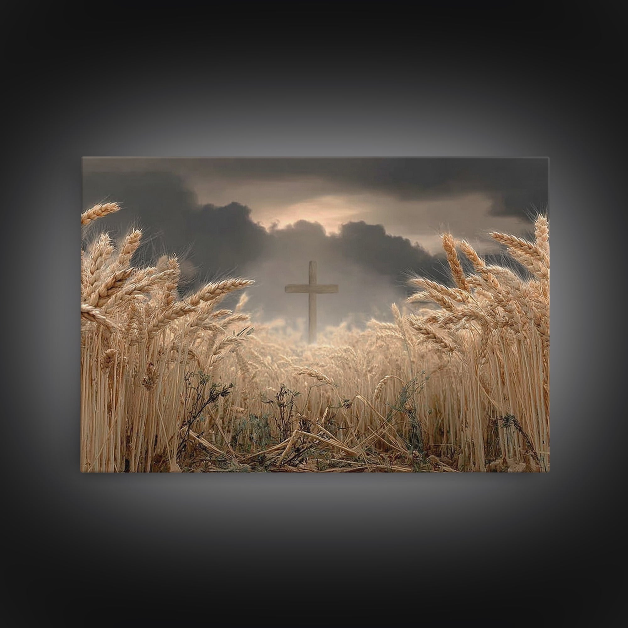 Wheatland Cross - Framed Canvas Print - Christian Wall Art - Christian Art Print - Jesus Painting - Christian Decor - Christian Gift Ideas
