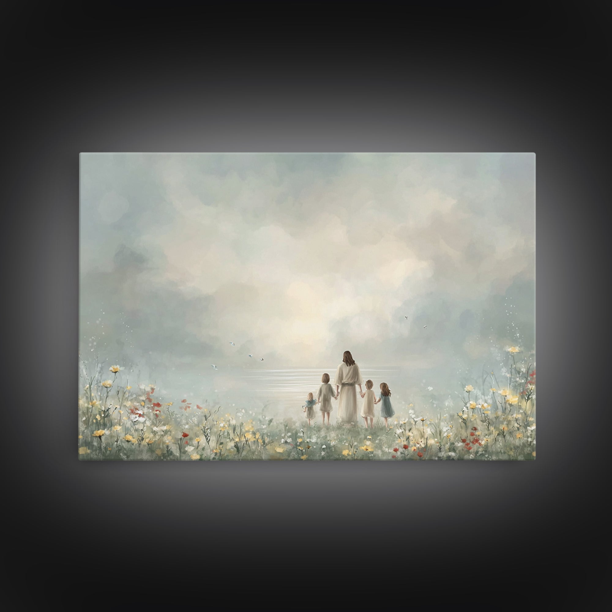 Heavenly Shepherd – Framed Canvas Print – Christian Wall Art – Jesus Painting – Christian Art Canvas – Christian Christmas Art