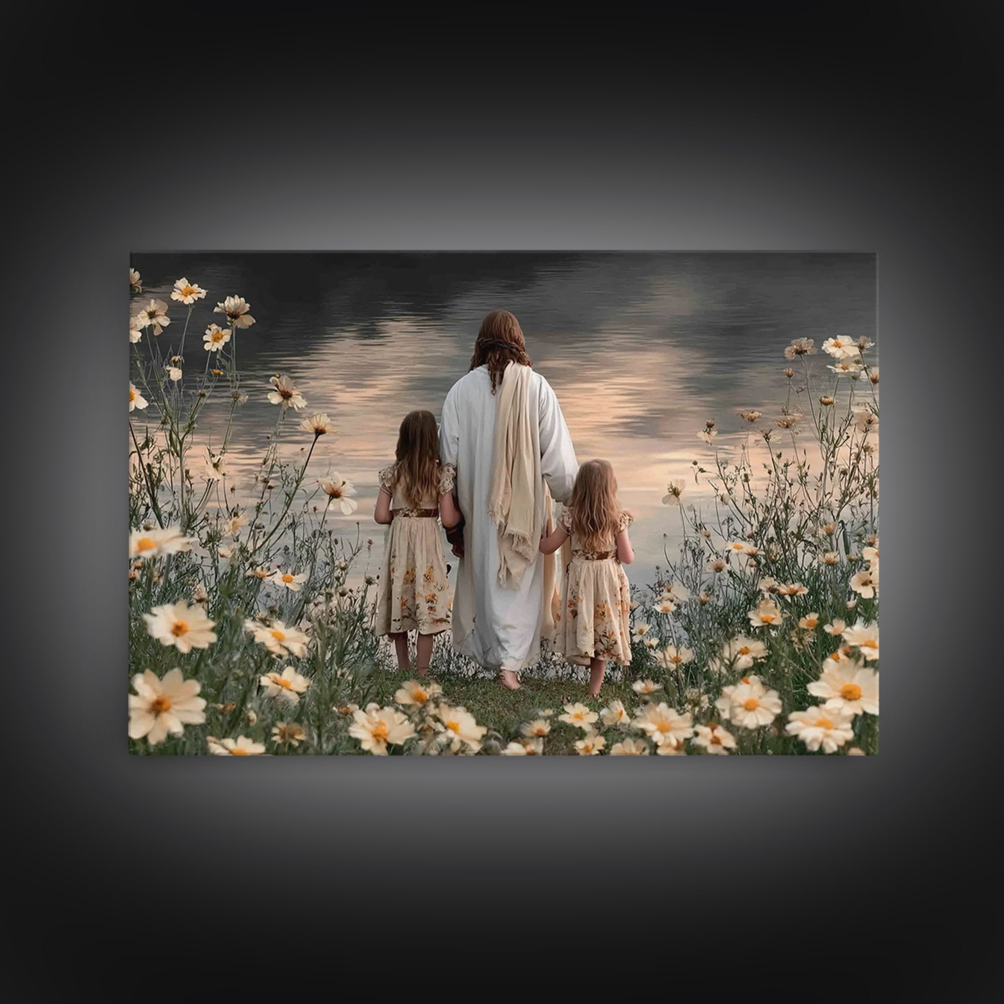 Silent Flock | Framed Canvas Print | Christian Decor For Home | Christian Art Print | Christmas Wall Art | Jesus Christmas Art