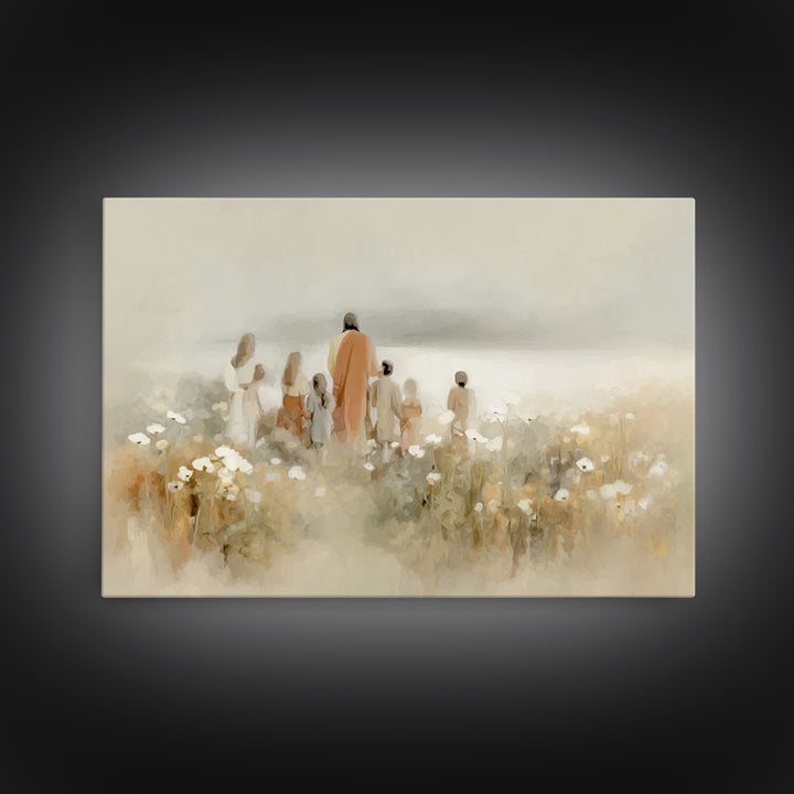 Frosted Journey | Framed Canvas Print | Christian Wall Art | Jesus Paintings | Christian Christmas Art | Modern Christian Painting