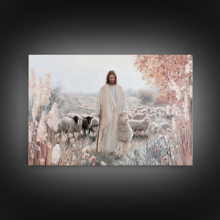 Morning Renewal, Framed Canvas Print, Christian Art Painting, Christmas Wall Art, Christian Art Print, Blue Christian Art