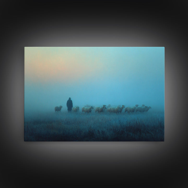 Lighted Journey – Framed Canvas Print – Jesus Wall Art – Christian Art Canvas – Moody Christian Art – Framed Christmas Art