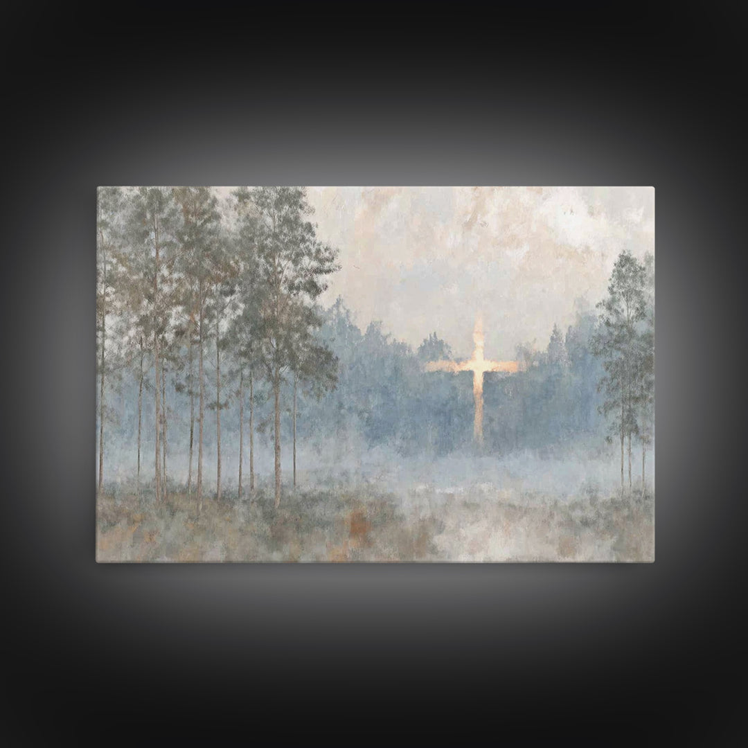 Woodland Peace – Framed Canvas Print – Jesus Painting – Christian Wall Art – Moody Christian Art – Christian Art Canvas – Large Christian P