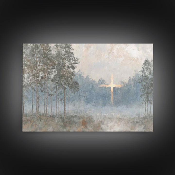Woodland Peace – Framed Canvas Print – Jesus Painting – Christian Wall Art – Moody Christian Art – Christian Art Canvas – Large Christian P