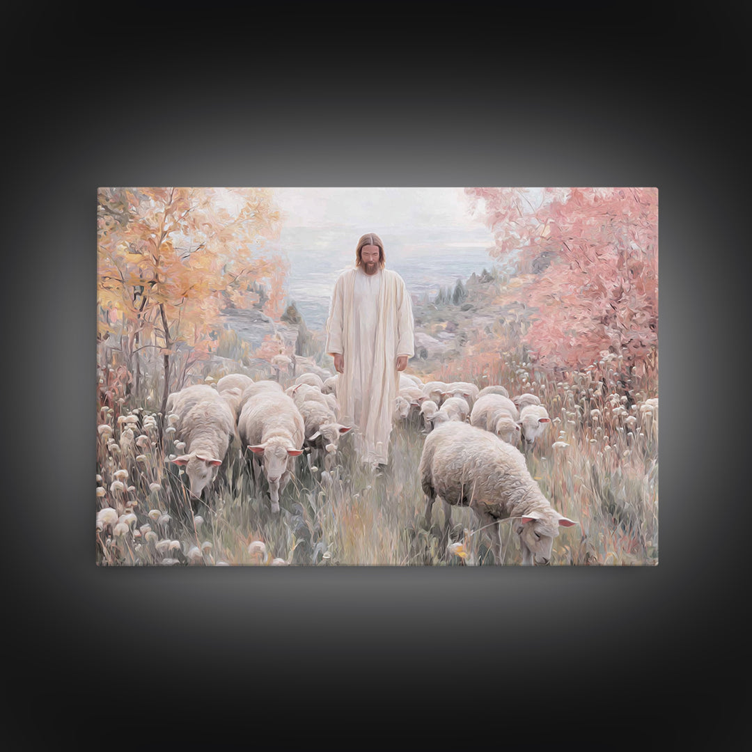 Autumn Grace Walk, Framed Canvas Print, Christian Art Canvas, Christian Wall Art, Jesus Painting, Christian Decoration, Christian Gift Idea