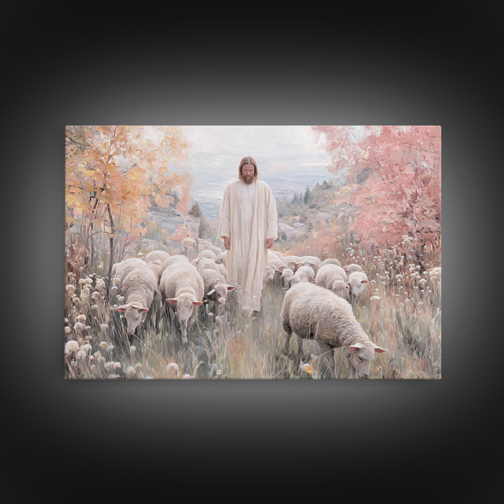 Autumn Grace Walk, Framed Canvas Print, Christian Art Canvas, Christian Wall Art, Jesus Painting, Christian Decoration, Christian Gift Idea