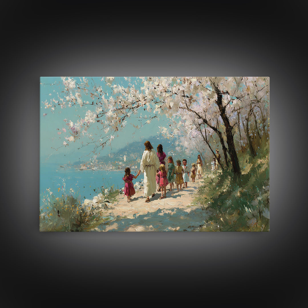 Blossoms Of Mercy | Framed Canvas Print | Christian Art Canvas | Modern Christian Art | Jesus Painting | Christmas Art Prints | Christian G