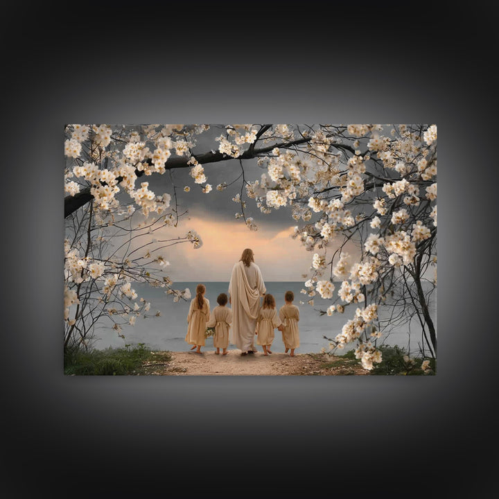 Shepherds Of Light, Framed Canvas Print, Christian Wall Art, Christian Painting, Jesus Canvas Art, Christian Christmas Decor, Large Christi