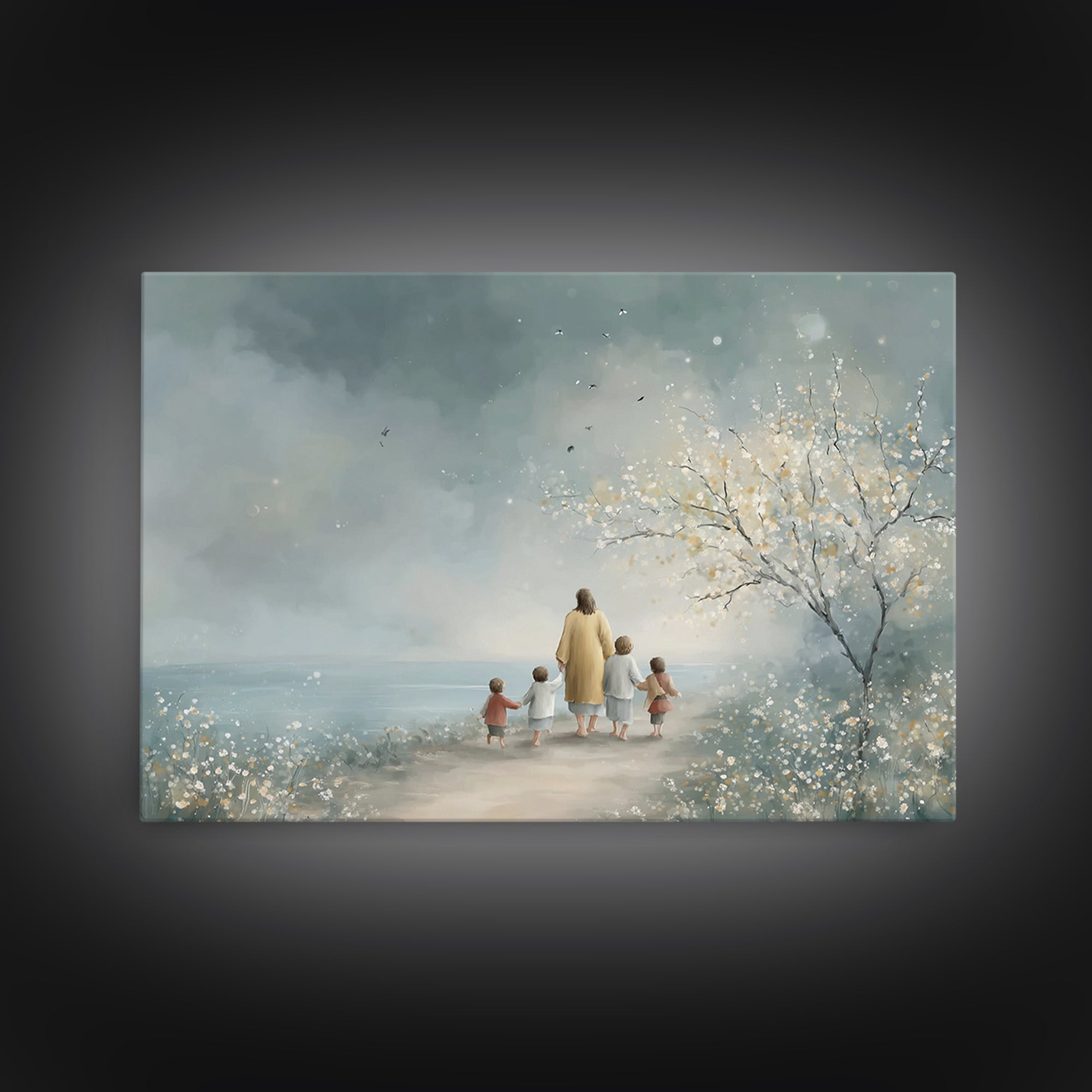 Sacred Stillness – Framed Canvas Print – Christian Wall Art – Jesus Art Print – Large Christian Painting – Christmas Art Work – Christian D