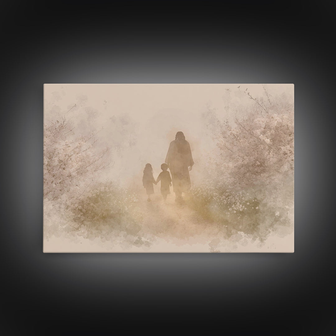 Winter Angel Light | Framed Canvas Print | Christian Wall Art | Christian Art Canvas | Christmas Wall Art | Christian Decorations | Moody C