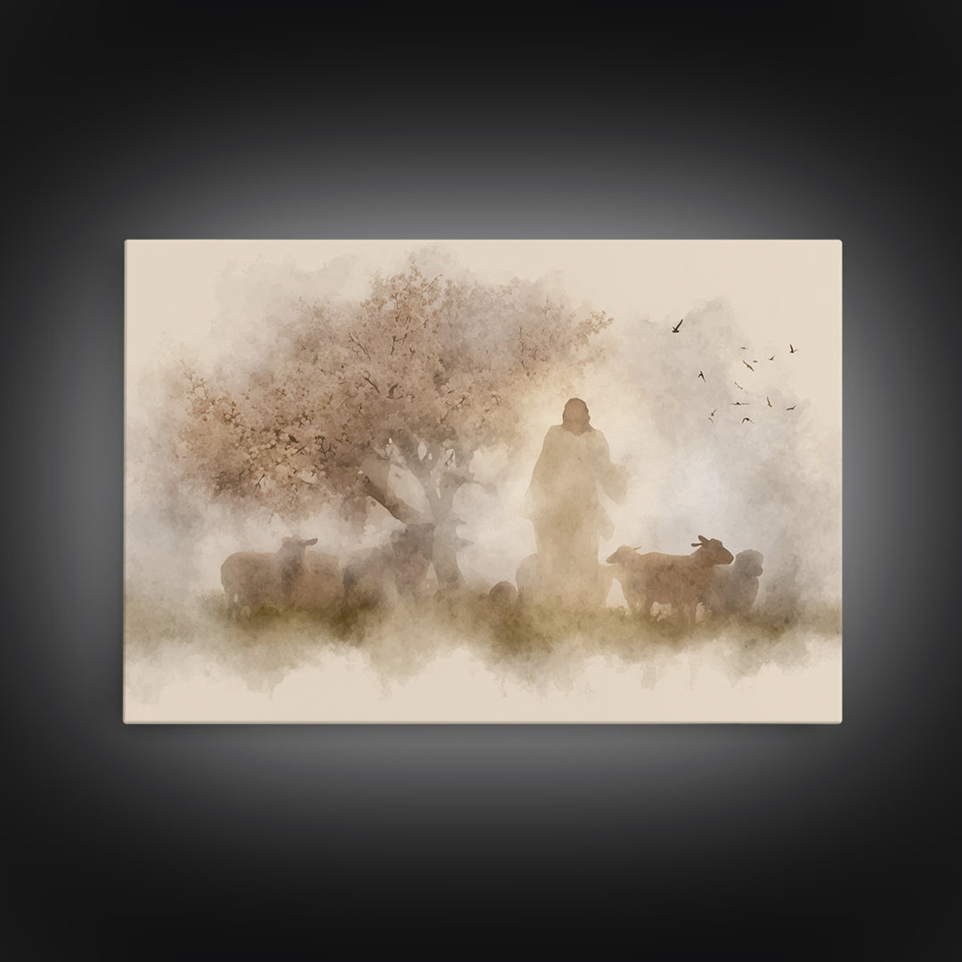 Divine Encounter – Framed Canvas Print – Christian Art – Moody Christmas Art – Christian Art Painting – Christmas Wall Art – Christian Art