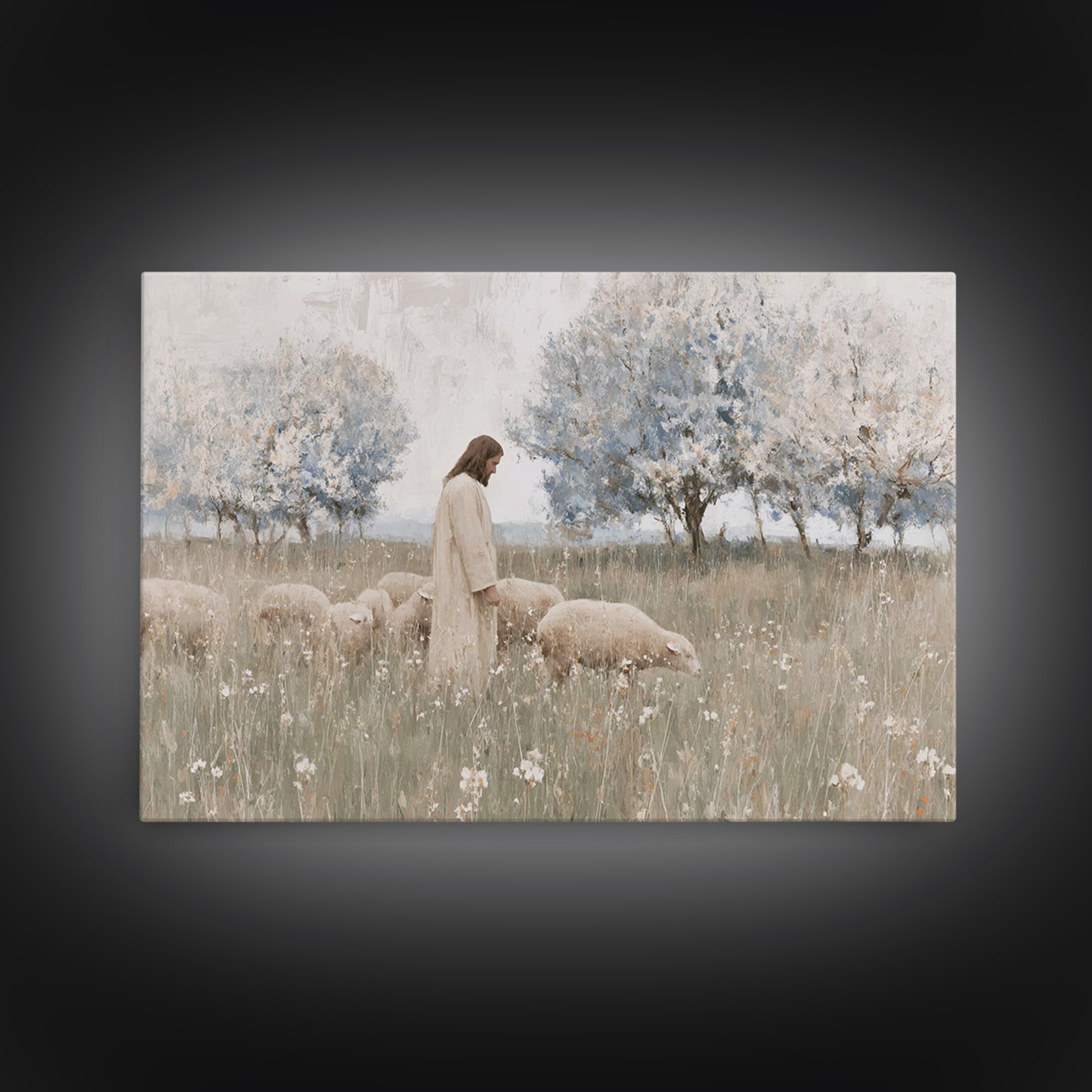 Evening Crosslight – Framed Canvas Print – Christian Art – Moody Christian Art – Christian Art Print – Christmas Wall Art – Unique Christia