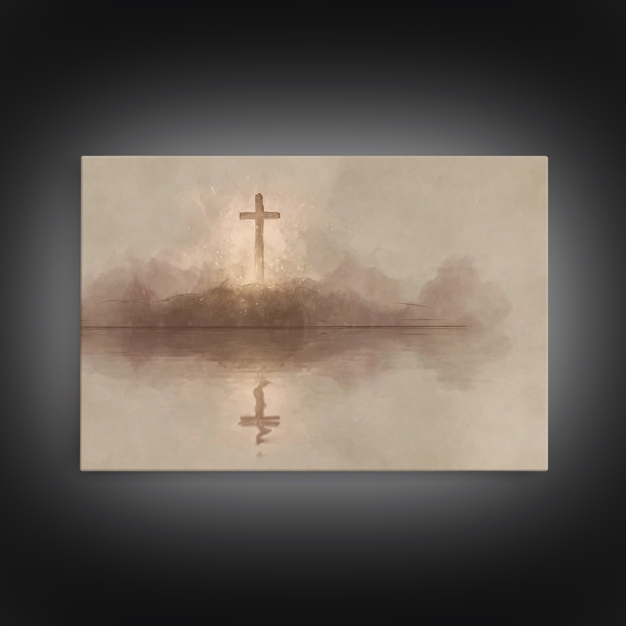 Starborne Cross – Framed Canvas Print – Christian Art – Christian Art Canvas – Moody Christian Art – Christian Art Painting – Christian Wal