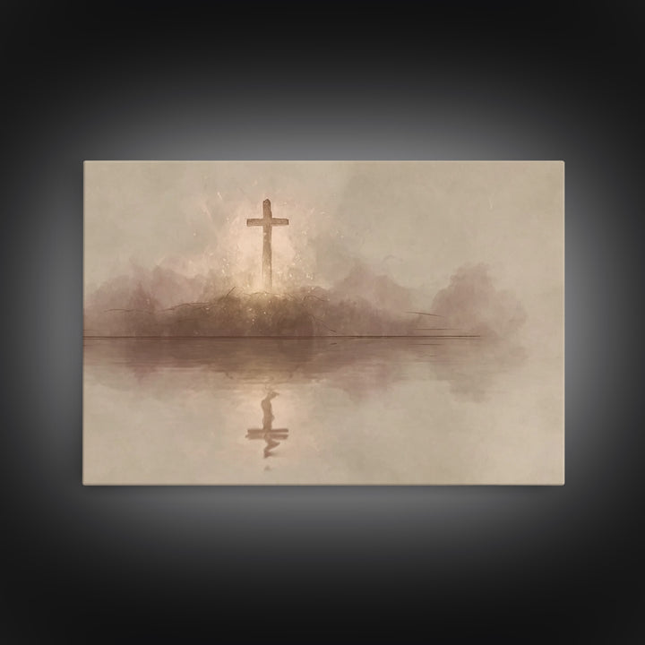 Starborne Cross – Framed Canvas Print – Christian Art – Christian Art Canvas – Moody Christian Art – Christian Art Painting – Christian Wal