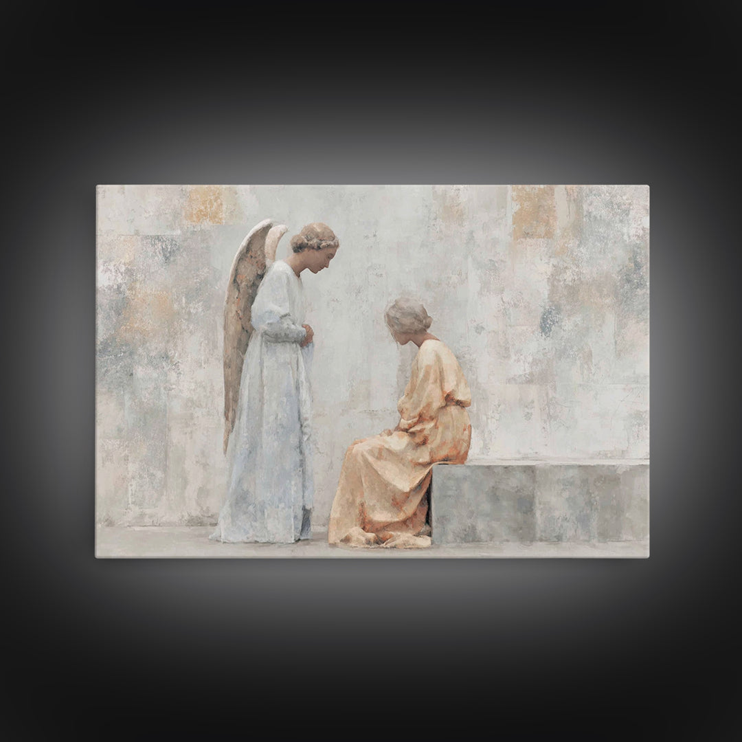 Angel’s Peace, Framed Canvas Print, Christian Art Canvas, Modern Christian Art, Christian Wall Art, Christian Christmas Art, Christian Gift