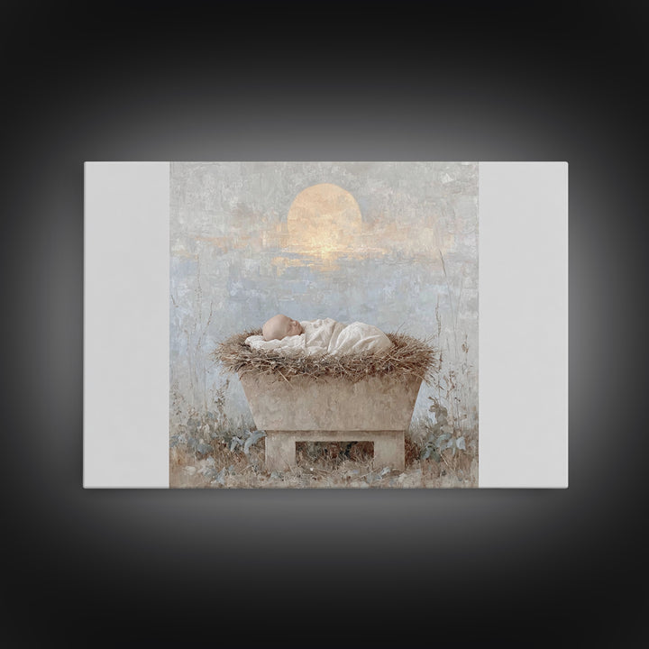 Starry Miracle – Framed Canvas Print – Christmas Art – Christian Christmas Art – Christian Art Canvas – Christmas Wall Art – Framed Christm