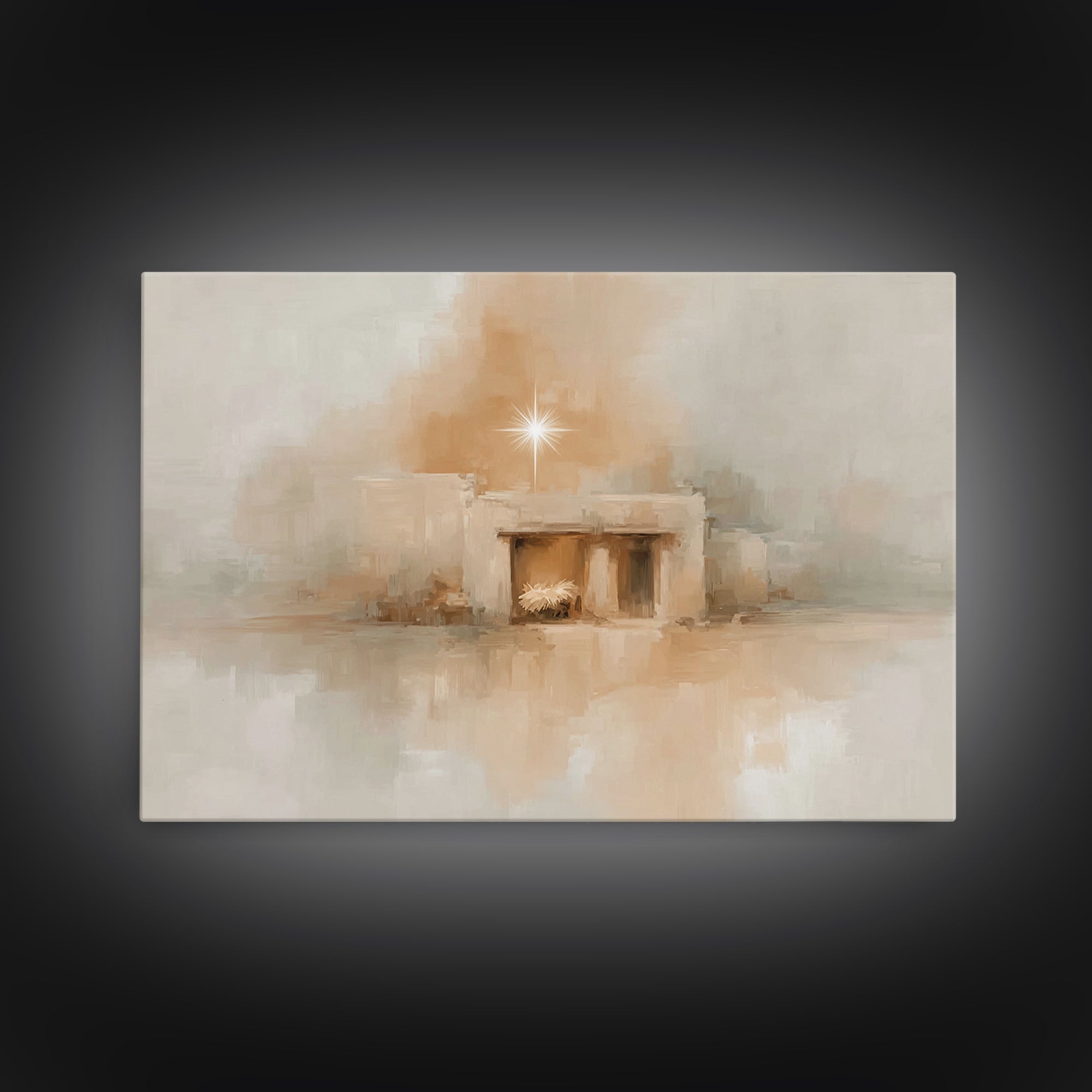 Golden Chapel Stillness – Framed Canvas Print – Christian Christmas Decor – Christmas Art Work – Christian Art Print – Christmas Wall Art