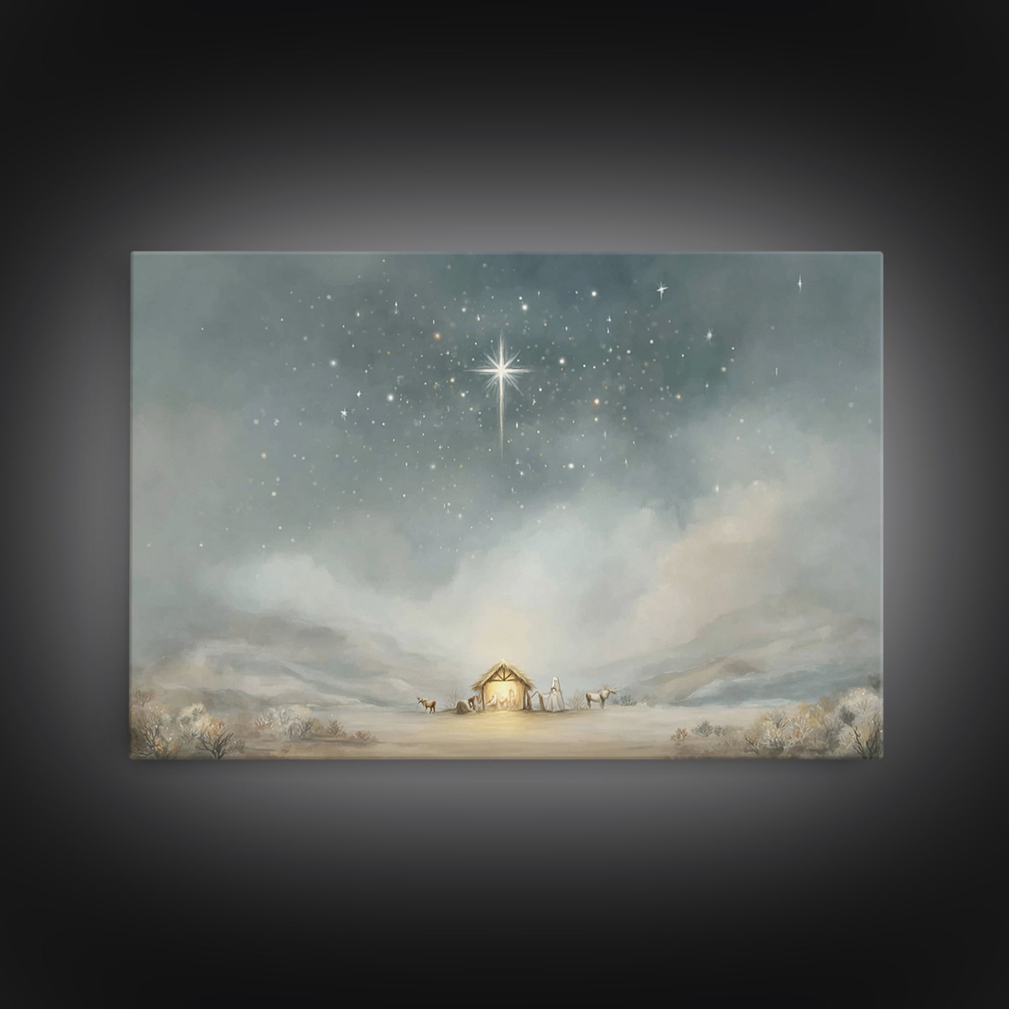 Divine Dawn Silhouette | Framed Canvas Print | Jesus Painting | Christian Wall Art | Moody Christian Art | Christian Art Print