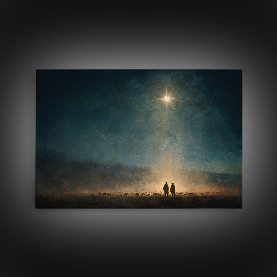 Star Of Hope – Framed Canvas Print – Christian Christmas Art – Christian Wall Art – Moody Christmas Art – Christmas Canvas Wall Art – Chris
