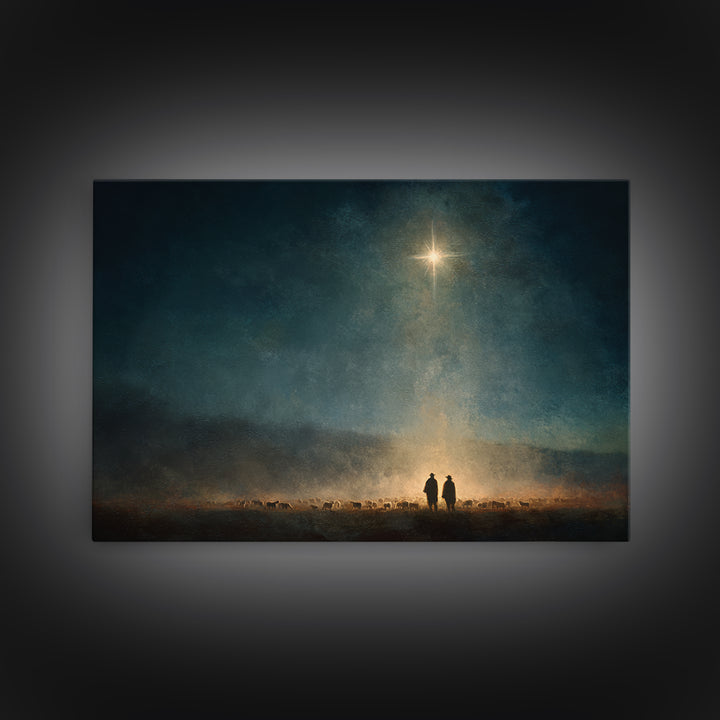 Star Of Hope – Framed Canvas Print – Christian Christmas Art – Christian Wall Art – Moody Christmas Art – Christmas Canvas Wall Art – Chris