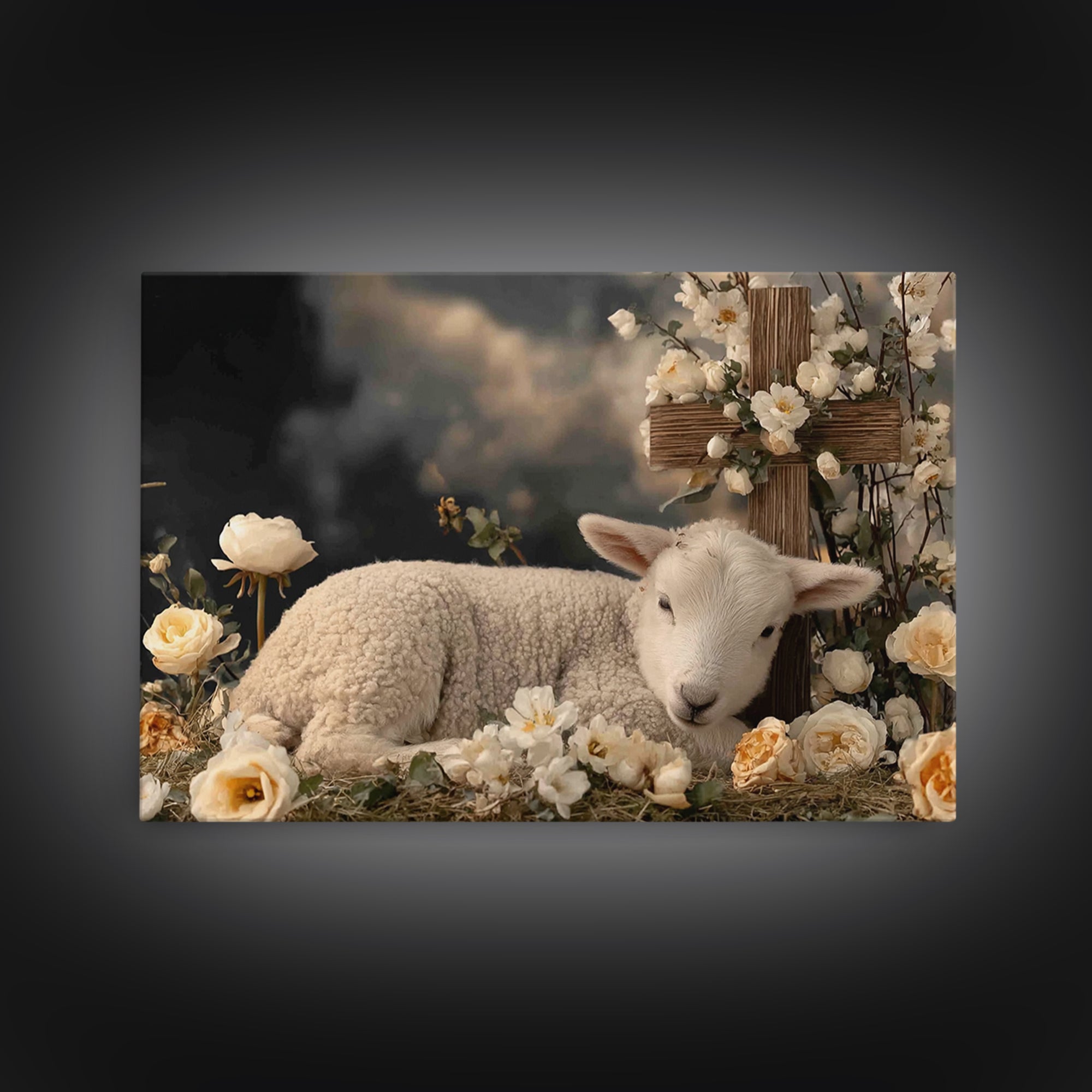 Quiet Meadow Hope, Framed Canvas Print, Christian Wall Art, Christian Art Print, Christian Painting, Modern Christian Art, Christian Christ