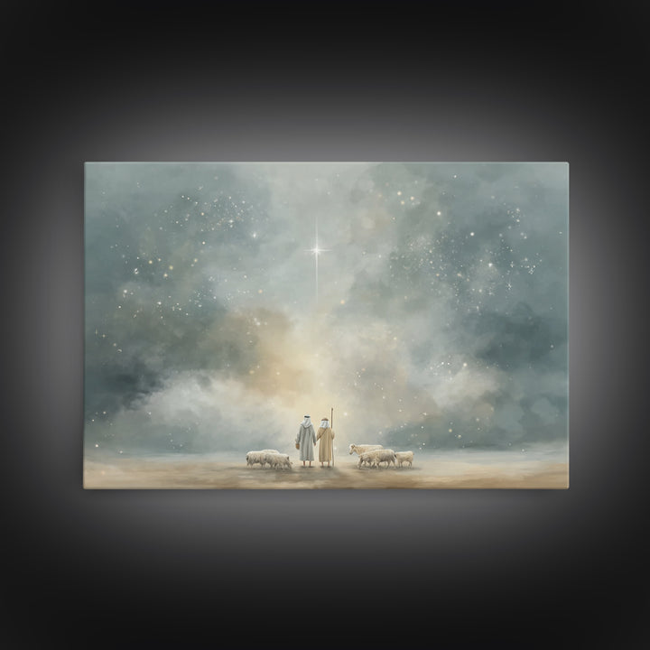 Night Of Wonder, Framed Canvas Print, Christian Christmas Art, Christian Wall Art, Christmas Art Prints, Moody Christmas Art, Christian Dec