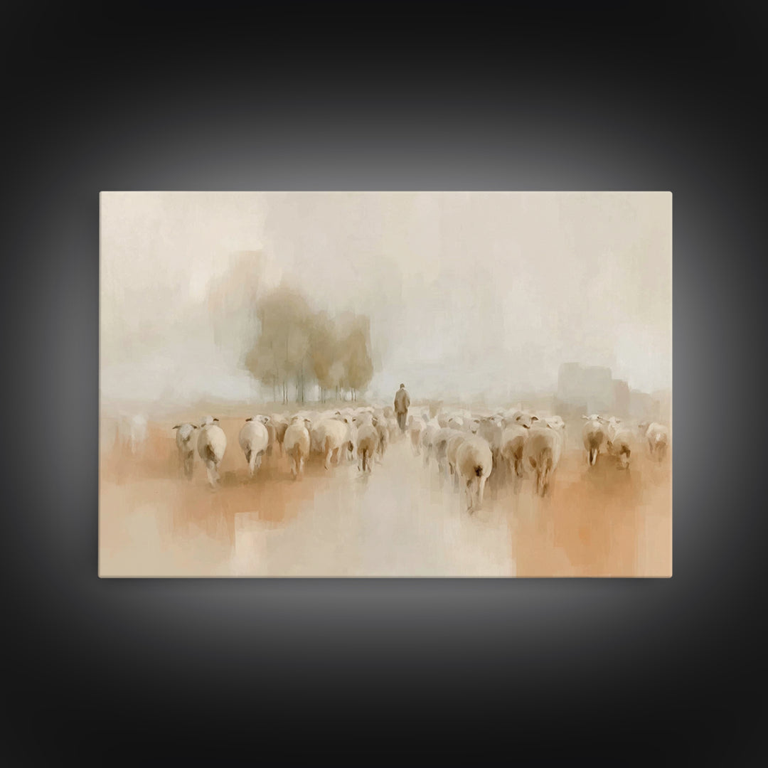 Shepherd’s Path Home, Framed Canvas Print, Christian Art Canvas, Christian Wall Art, Abstract Christian Art, Christian Gift Ideas, Subtle C