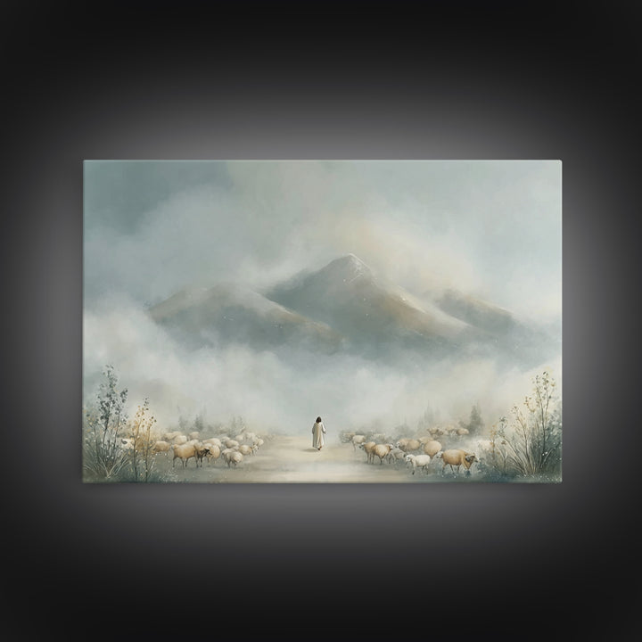 Mountains Of Promise – Framed Canvas Print – Christian Christmas Art – Christian Art Canvas – Minimalist Christian Art – Christian Wall Art