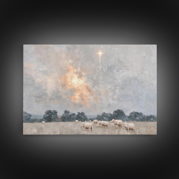 Light Of Salvation | Framed Canvas Print | Christian Art Canvas | Christian Wall Art | White Christmas Art | Christian Christmas Art | Chri
