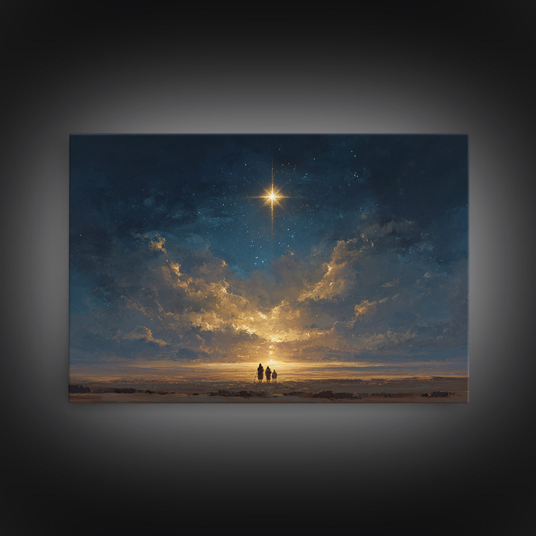Desert Star Glow | Framed Canvas Print | Christian Christmas Art | Christmas Wall Art | Christian Wall Art | Christian Art Canvas | Christi