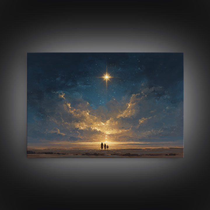 Desert Star Glow | Framed Canvas Print | Christian Christmas Art | Christmas Wall Art | Christian Wall Art | Christian Art Canvas | Christi