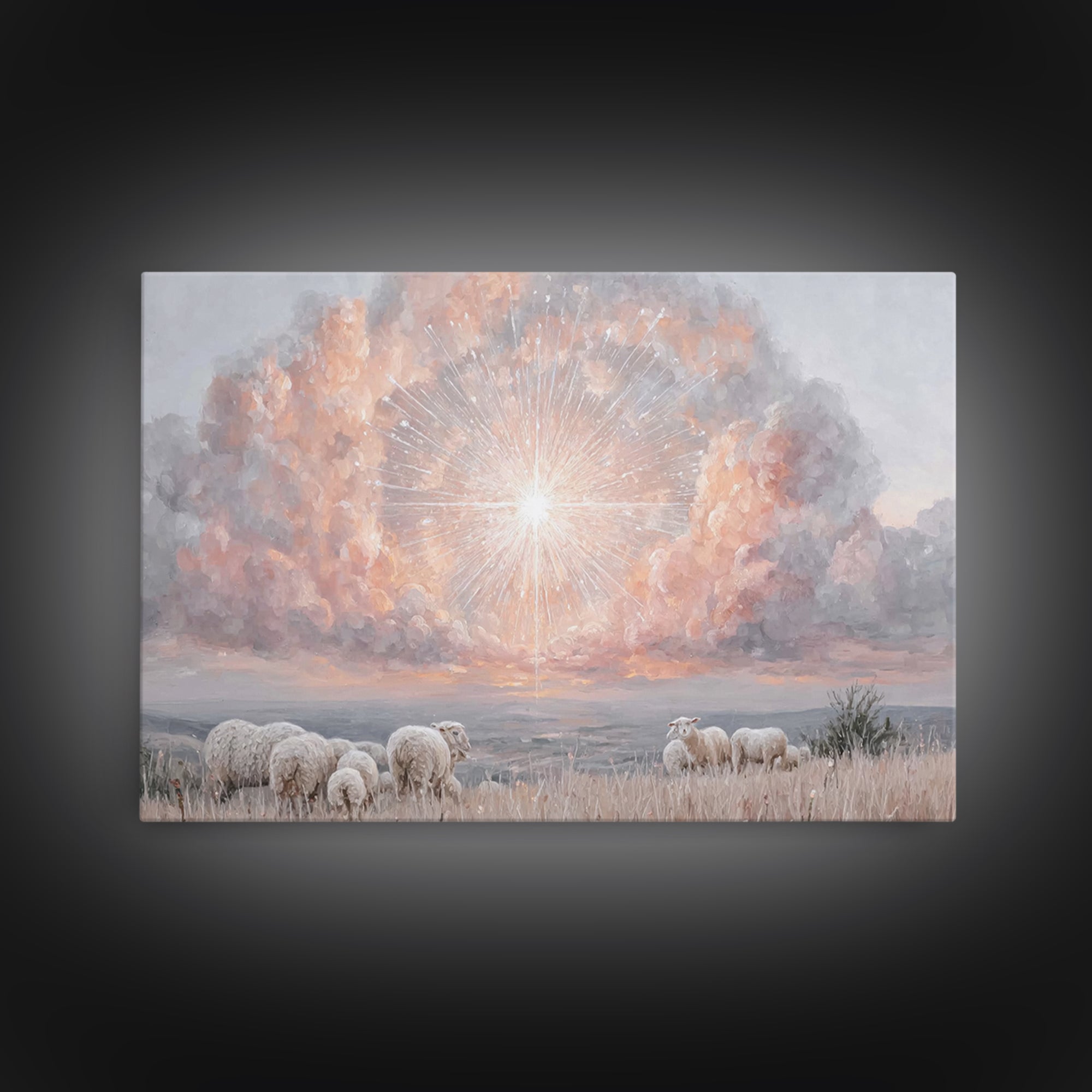 Radiant Bethlehem Sky, Framed Canvas Print, Christian Christmas Art, Christian Wall Art, Christmas Art Prints, Christian Art Canvas, Modern