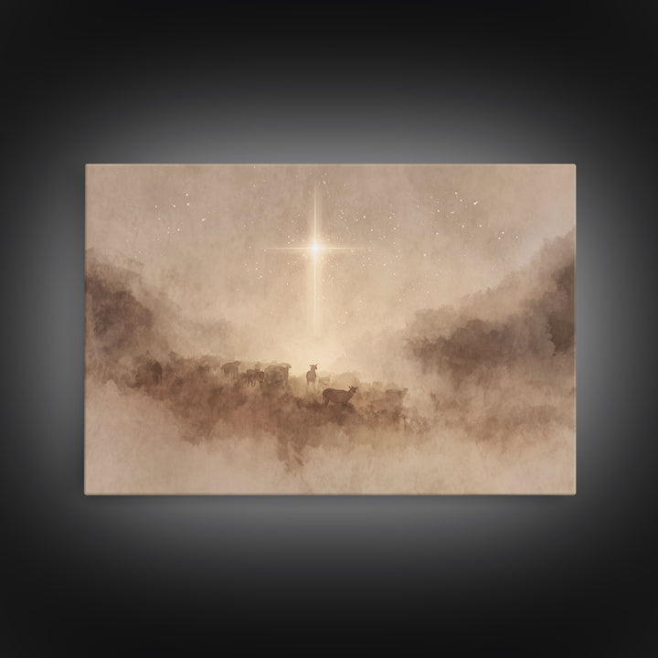 Star Of Mercy – Framed Canvas Print – Christian Christmas Art – Christian Wall Art – Christmas Art Prints – Christian Art Canvas – Moody Ch