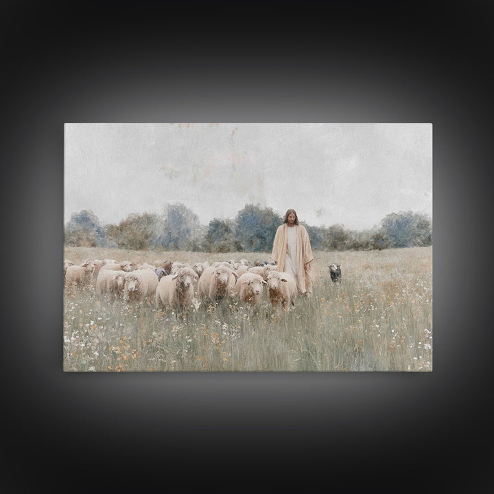 Still Meadow Grace – Framed Canvas Print – Christian Art Prints – Christian Wall Art – Jesus Painting – Christian Art Canvas – Christian Gi