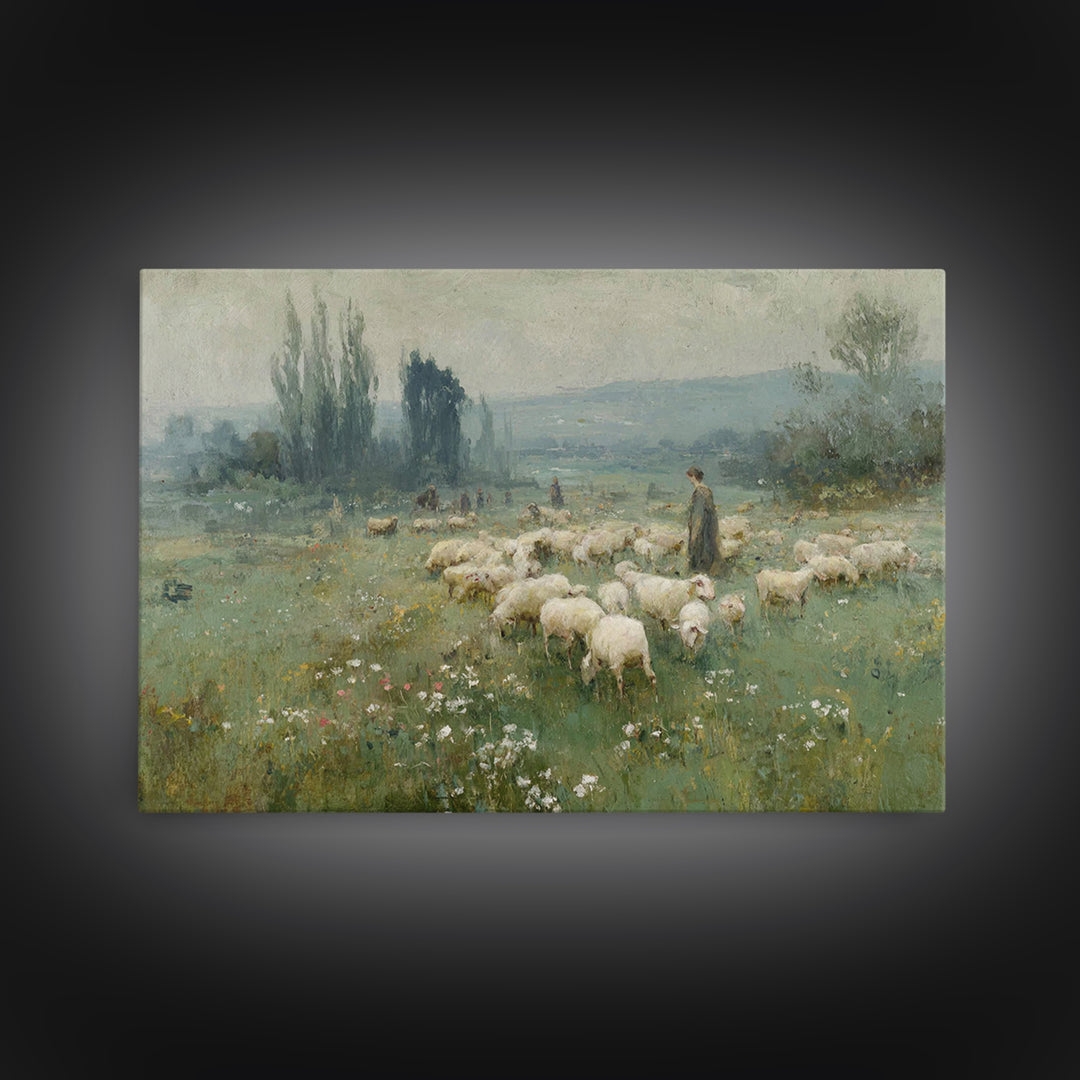 Leading Light Meadow, Framed Canvas Print, Jesus Painting, Christian Wall Art, Christian Art Canvas, Christian Art Print, Christian Gift Id