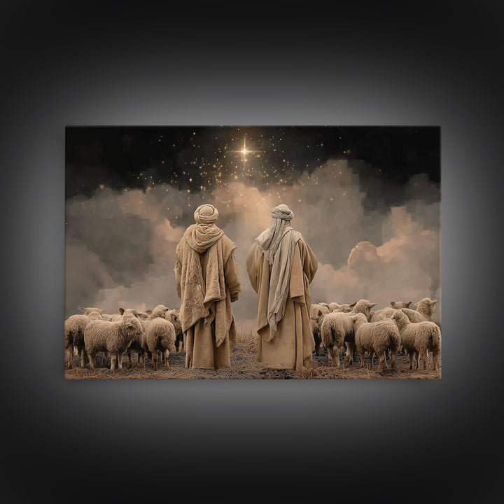 Shepherds Of Glory – Framed Canvas Print – Christian Christmas Art – Christian Art Canvas – Christian Wall Art – Christmas Wall Art – Chris