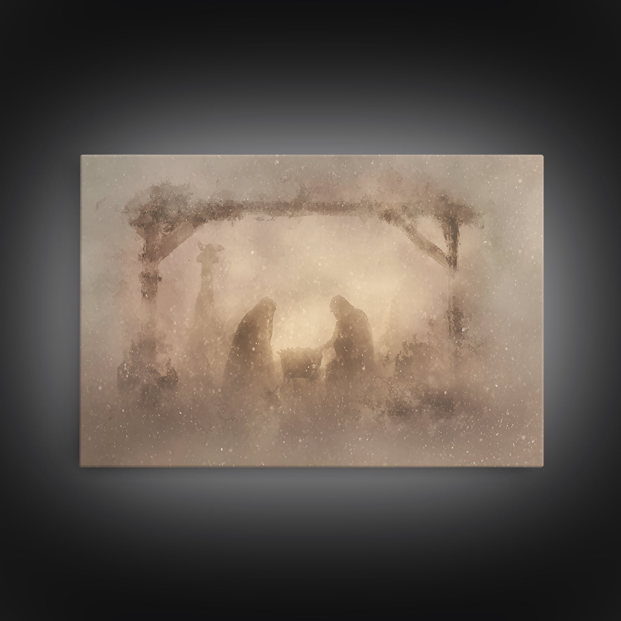 Silent Manger Wonder, Framed Canvas Print, Christian Art Canvas, Christian Christmas Art, Modern Christian Art, Jesus Painting, Christian W