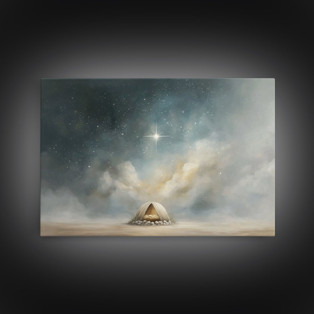 Warm Christmas Gathering – Framed Canvas Print – Christian Wall Art – Christian Art Canvas – Christmas Art – Christian Christmas Art – Jesu