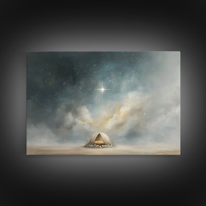 Warm Christmas Gathering – Framed Canvas Print – Christian Wall Art – Christian Art Canvas – Christmas Art – Christian Christmas Art – Jesu