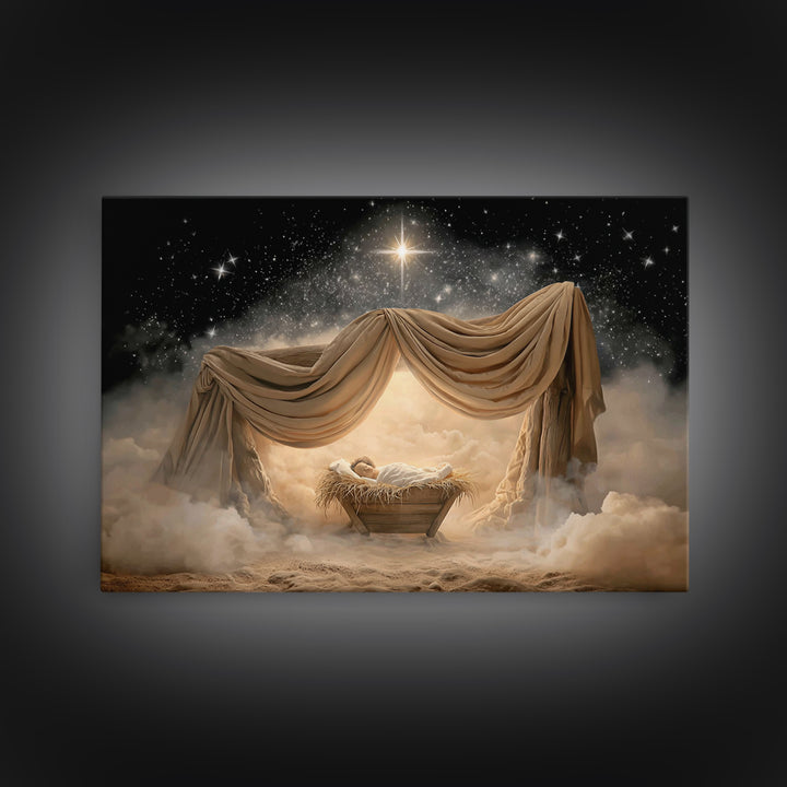 Divine Star Promise | Framed Canvas Print | Christian Art Canvas | Christian Wall Art | Christmas Art | Christian Christmas Art | Jesus Pai