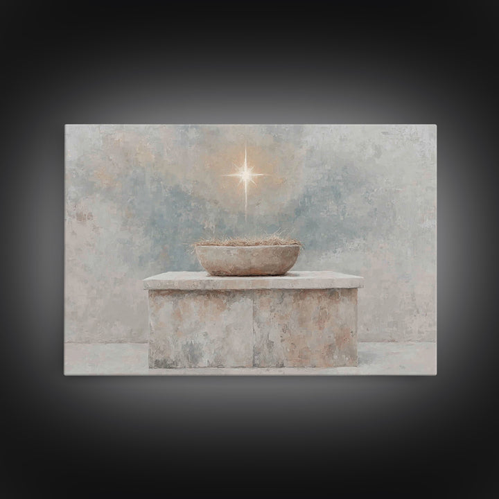 Pure Manger Stillness, Framed Canvas Print, Christian Art Canvas, Christian Wall Art, Minimalist Christian Art, Christian Christmas Art, Je