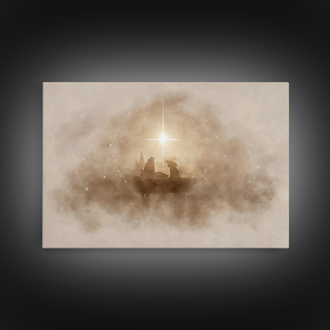 Holy Manger Light – Framed Canvas Print – Christian Wall Art – Christmas Art Prints – Christian Christmas Art – Modern Christian Art