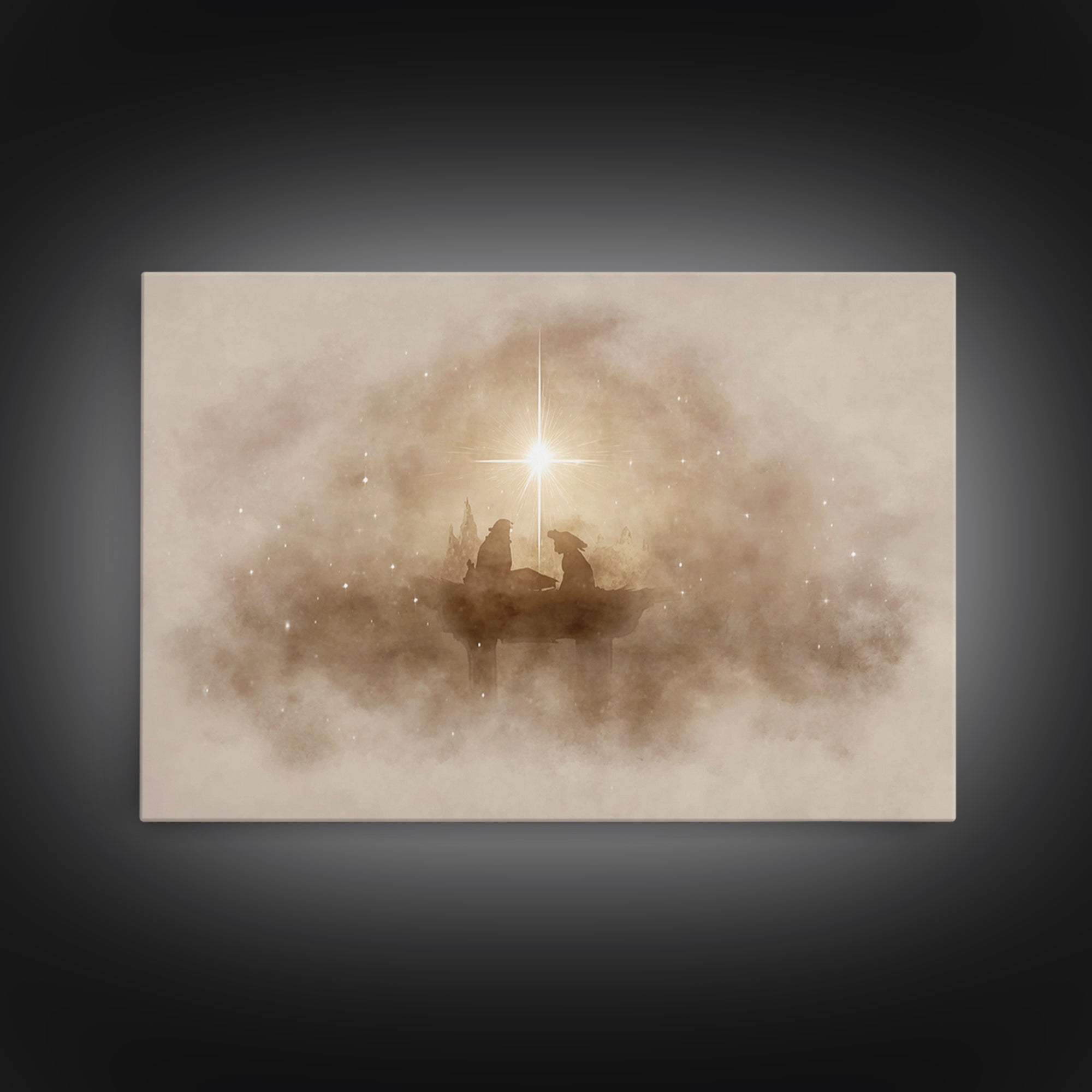 Holy Manger Light – Framed Canvas Print – Christian Wall Art – Christmas Art Prints – Christian Christmas Art – Modern Christian Art