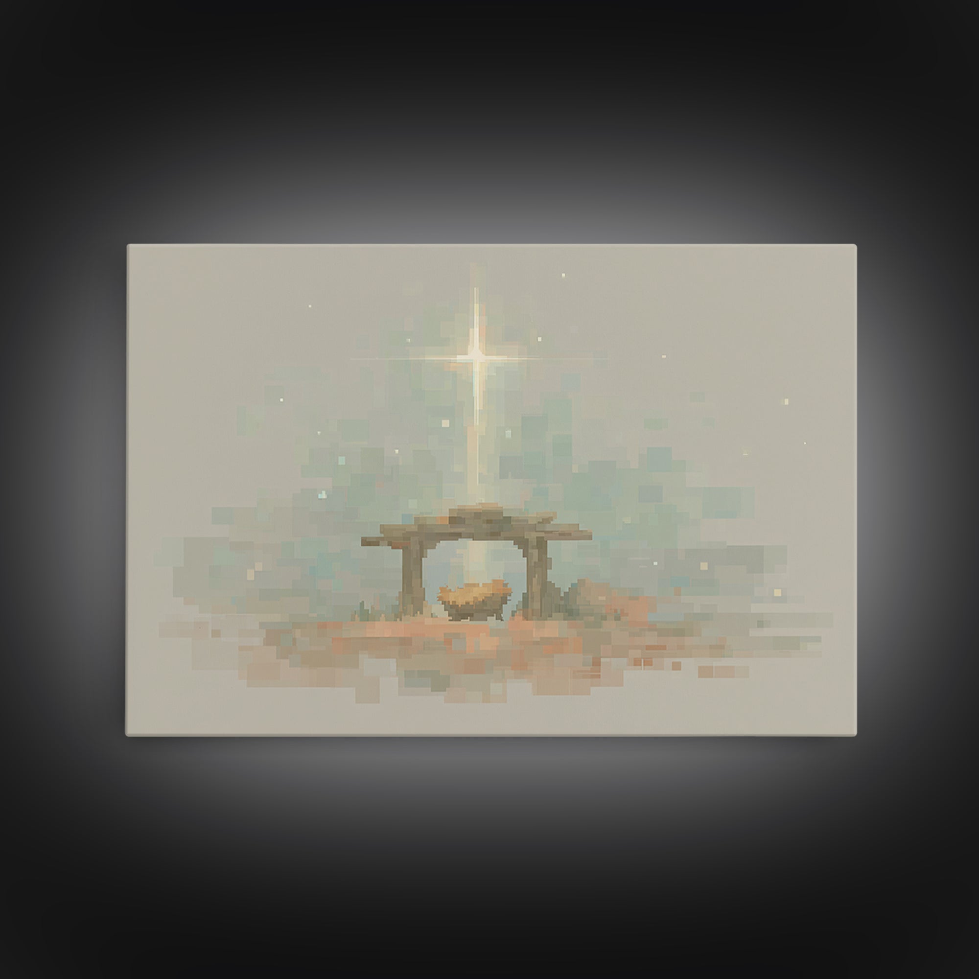 Starry Stable Hope – Framed Canvas Print – Christmas Canvas Wall Art – Christian Decorations – Christian Art Work – Christian Christmas Dec